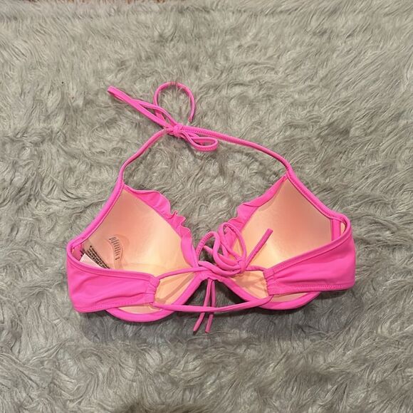 Victoria secret pink push-up halter‎ style ruffled swimsuit top - Picture 3 of 5